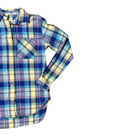 Denim & Supply Ralph Lauren Women's Small Boyfriend Blue Yellow Plaid - Picture 3 of 5